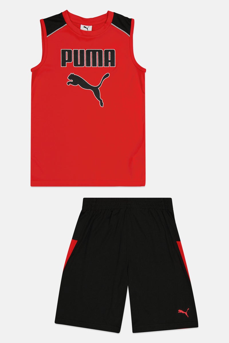 PUMA ملابس رياضية للأطفال الأولاد 2 قطعة تناسب التدريب قميص وشورت مجموعة، متعدد الألوان - Image 2