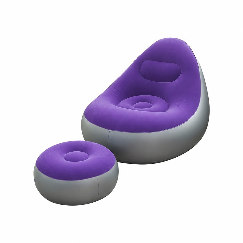 Ergonomic Inflatable Lounge Chair with Ottoman, Foldable Recliner for Indoor and Outdoor Relaxation - Image 5