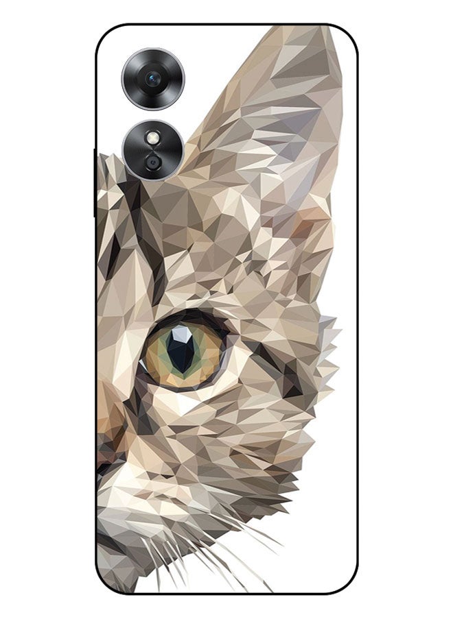 EYE CATCH Printed Protective Case Cover For Oppo A17  -  Cat Logo - Image 1