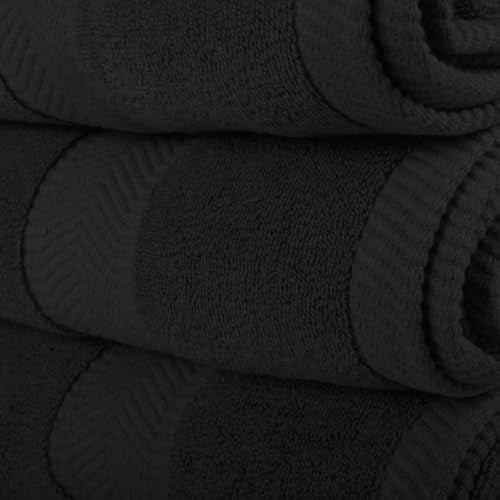 byLora BY LORA Custom Embroidered Terry Cotton Ring Spun Bath Towel Hand Towel and Washcloth Set Black Towel Set Gold Chancery Initial M - Image 3