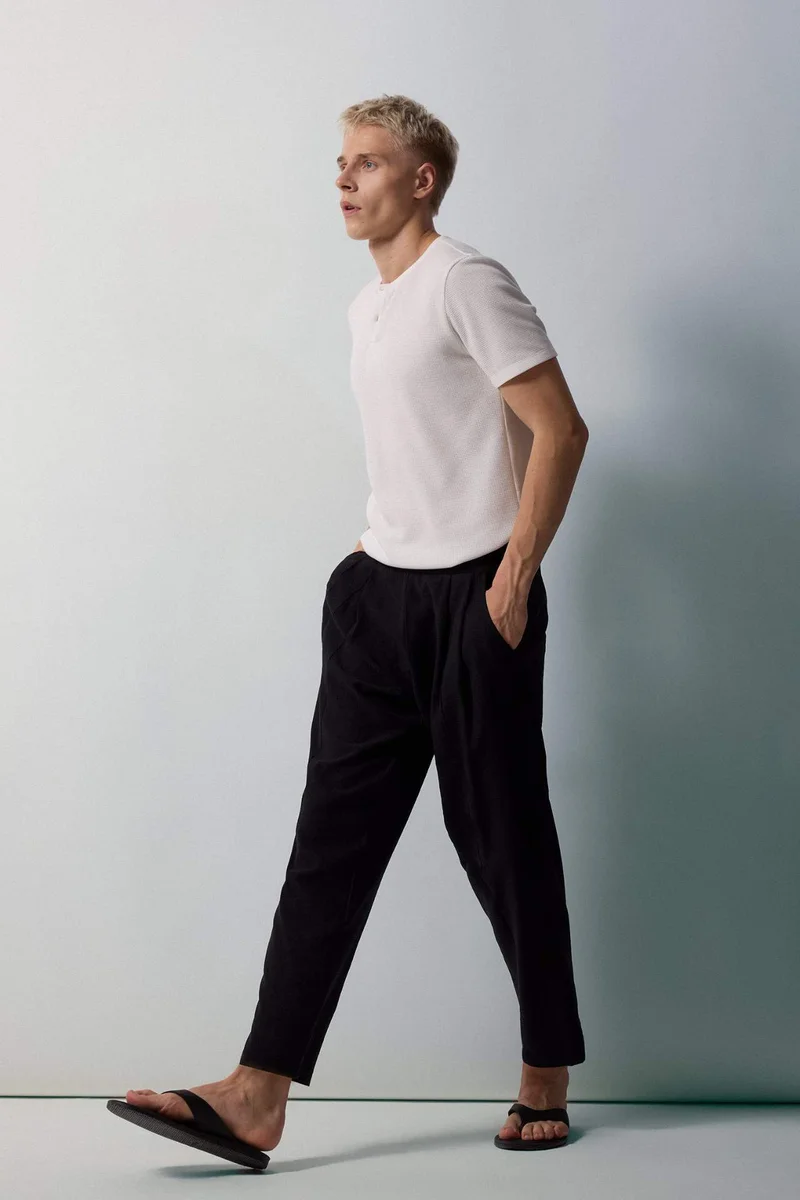 Defacto  Wide Leg Black Trousers for Men | Best Price UAE