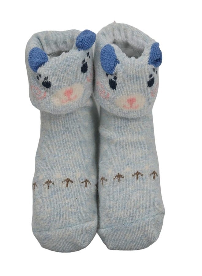 Yellow Bee Bear and Animal Print Anti-Skid Socks for Boys- Pack of 2, Grey, Biege, 0-12 Months - Image 5