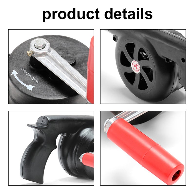 Fire Blower: Blue Metal Blade Hand Cranked Blower - High Speed Gear Efficient Airflow Detachable Crank Portable Fire Starter for Outdoor Camping Backyard Cooking - Image 2