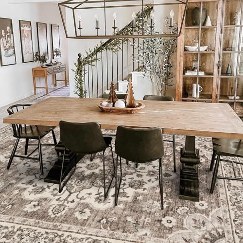 TOPRUUG Washable Oriental Area Rug - 8x10 Rugs for Living Room Soft Carpet for Bedroom Waterproof Floral Distressed Indoor Stain Resistant Non-Shedding Floor Carpets (Beige, 8x10) - Image 3