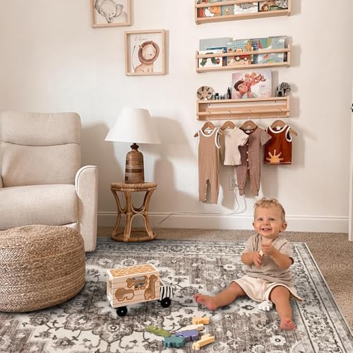TOPRUUG Washable Oriental Area Rug - 8x10 Rugs for Living Room Soft Carpet for Bedroom Waterproof Floral Distressed Indoor Stain Resistant Non-Shedding Floor Carpets (Beige, 8x10) - Image 4
