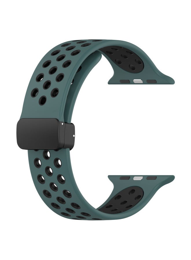 LS For Apple Watch Ultra Apple 1-10 Generations Universal Magnetic Buckle Nike Breathable Two-color Strap - Image 1