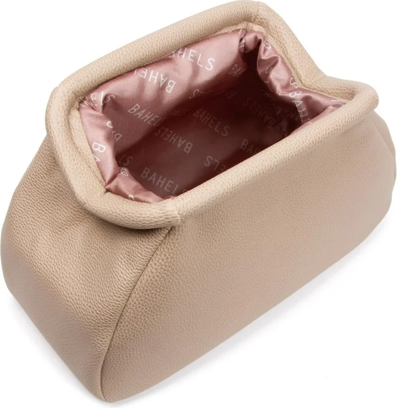 باهلس Women's Trend Beige Leather Clutch Portfolio Bag