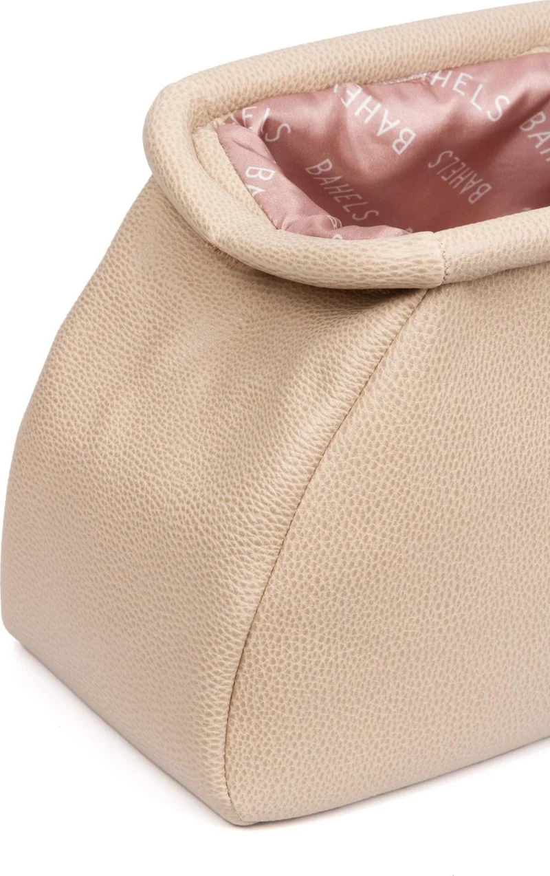 باهلس Women's Trend Beige Leather Clutch Portfolio Bag