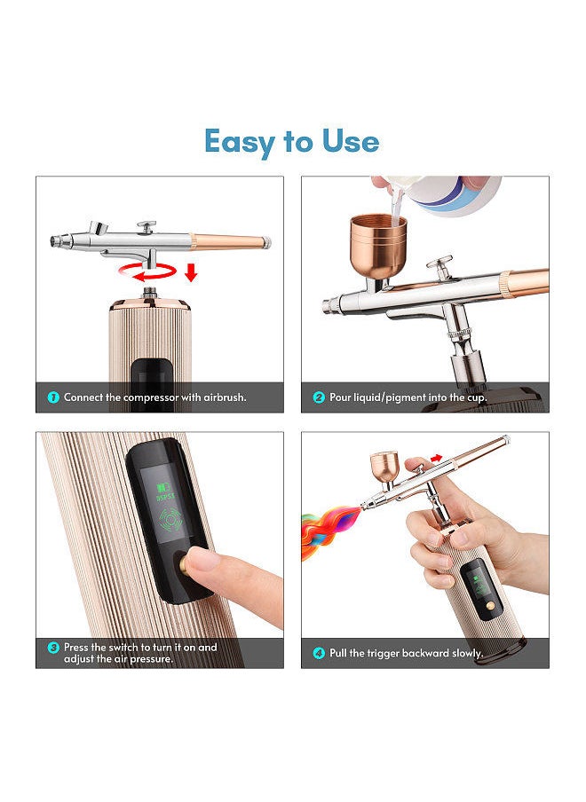 Generic - Portable Airbrush Kit with Compressor Handheld Cordless Air Brush Pen with LCD Screen Dual-Action 3-level - Image 1