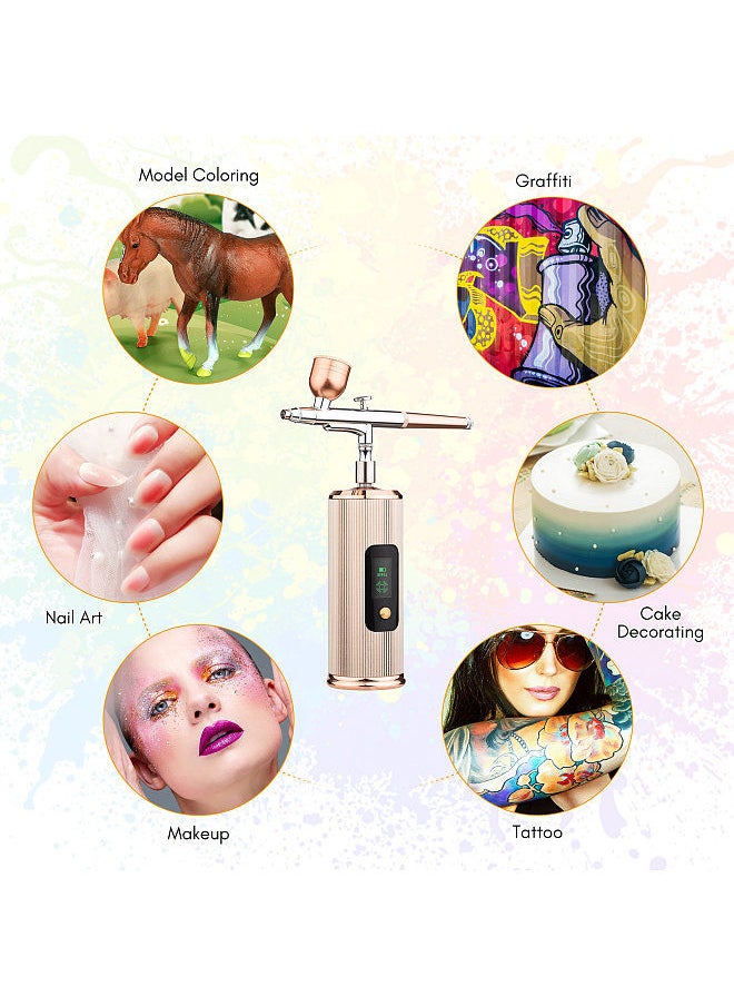Generic - Portable Airbrush Kit with Compressor Handheld Cordless Air Brush Pen with LCD Screen Dual-Action 3-level - Image 1