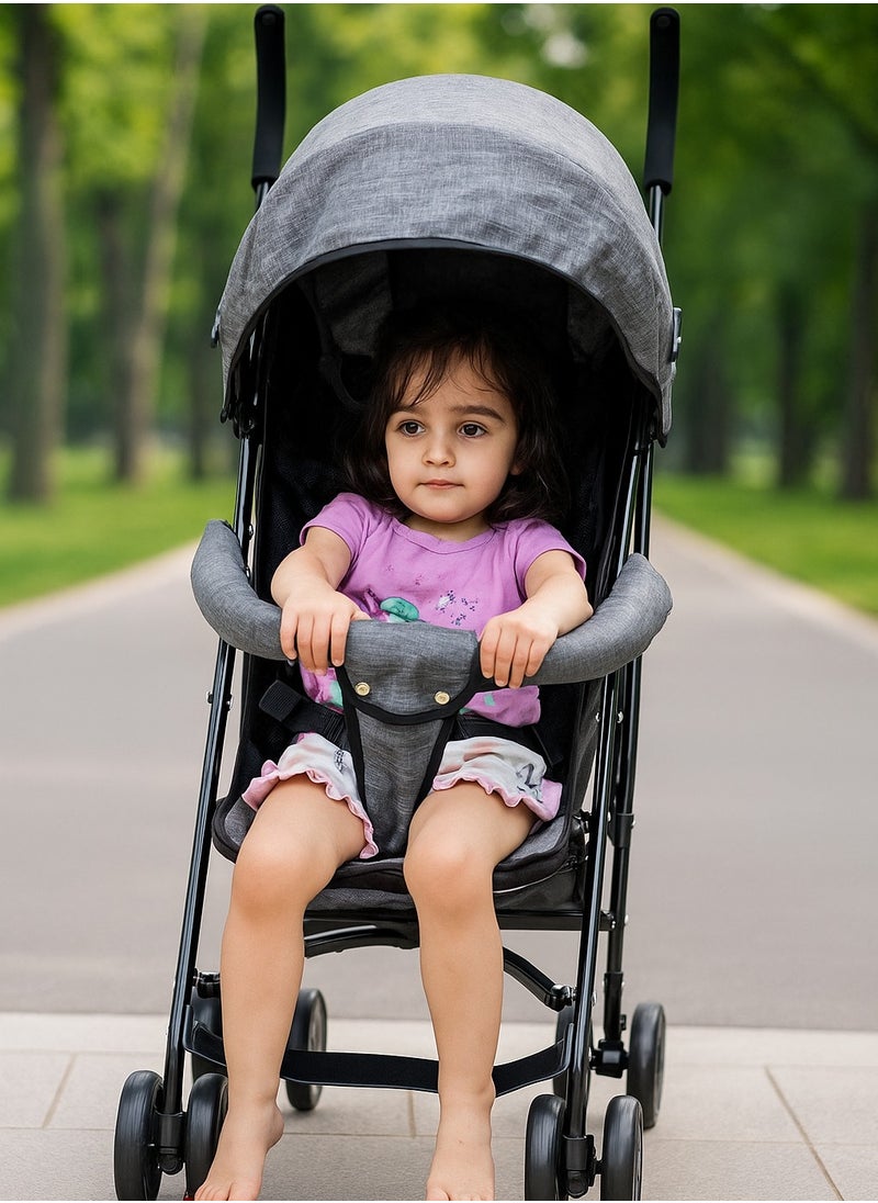 F.A.M.S Baby Stroller Lightweight – Compact & Foldable Travel Stroller with 5-Point Harness, 360° Swivel Wheels, PU Handle, Storage Basket – Suitable for 0-36 Months, Up to 15 kg  - Image 2