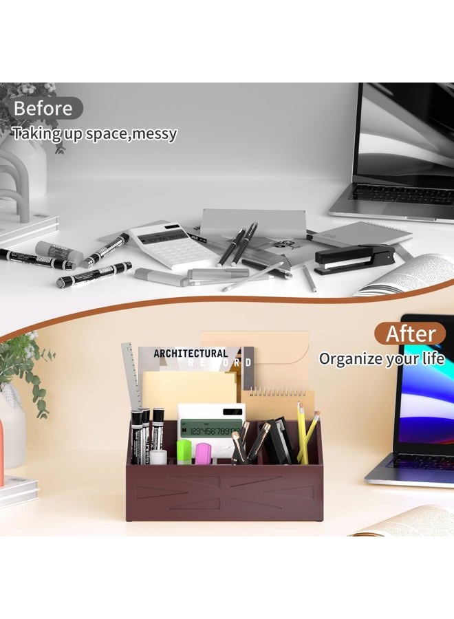BELO VALE Brown Wood Mail Organizer Countertop,Farmhouse Desk and Kitchen Countertop Storage, Letter Sorter, Desk Mail Organizer and Bill Organizer, Desktop File and Paper Holder - Image 5