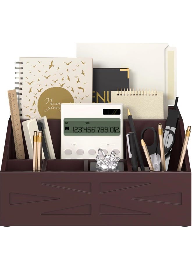 BELO VALE Brown Wood Mail Organizer Countertop,Farmhouse Desk and Kitchen Countertop Storage, Letter Sorter, Desk Mail Organizer and Bill Organizer, Desktop File and Paper Holder - Image 1