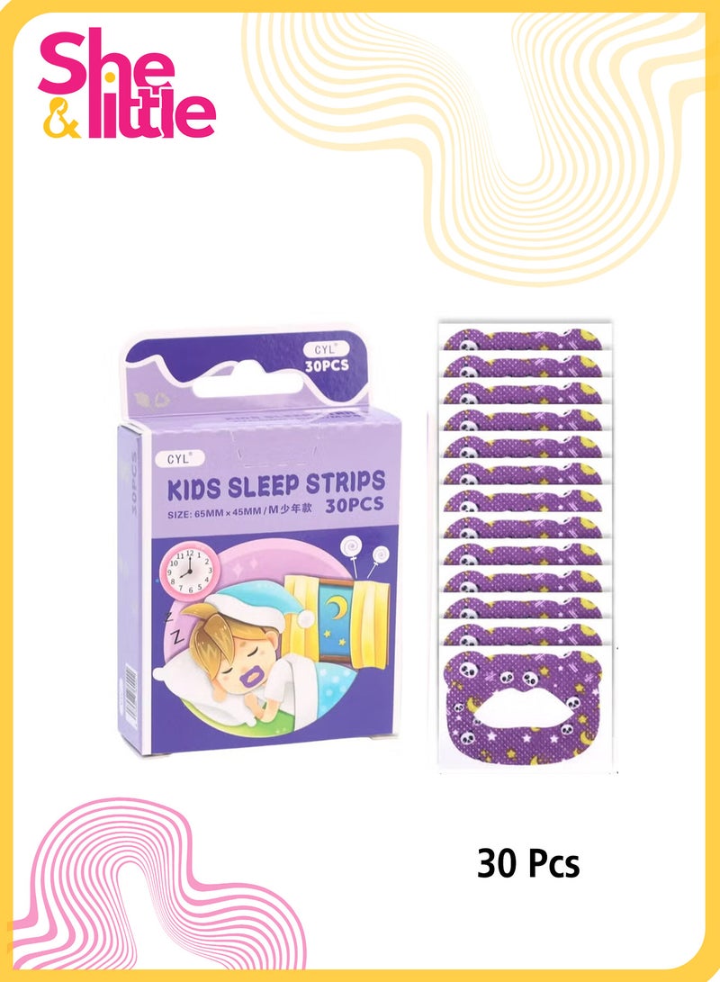 She&Little 30Pcs Kids Sleep Strips - Gentle Mouth Tape for Anti-Snoring, Nose Breathing Improvement, and Better Night Sleep - Image 1