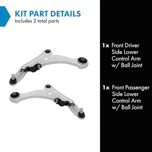 TRQ Front Lower Control Arm with Ball Joint Set Driver & Passenger Side Lower Compatible with 2009-2014 Nissan Maxima - Image 2