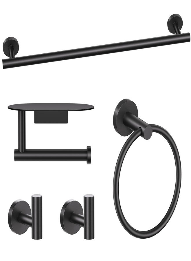 TURS Matte Black 5 Piece Bathroom Hardware Set, SUS304 Stainless Steel Bath Towel Bar Set, Bathroom Towel Rack Set Wall Mounted - Image 1