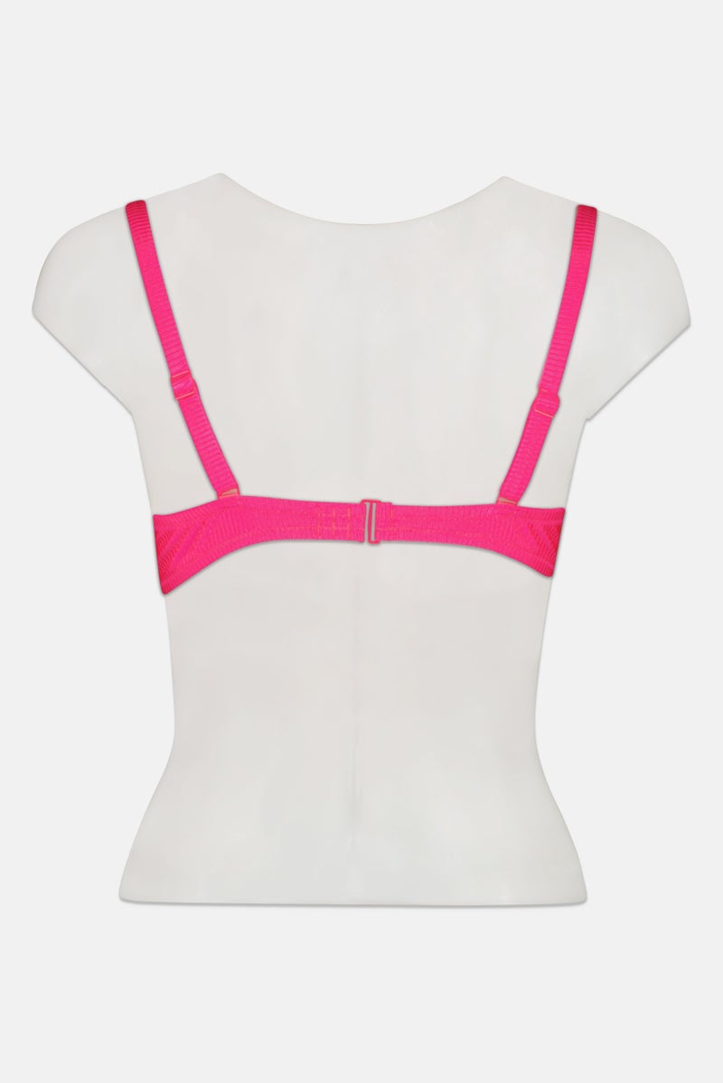 Aerie Women Ribbed Non Padded Bra, Pink  - Image 3