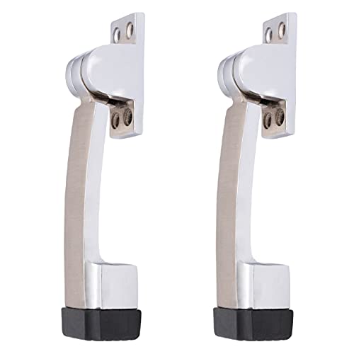 Atom Door Stopper | Kickdown Door Stop with One Touch | Adjustable Height & Rubber Tip 1.5 Inches, Door Stops (CPSS Finish, DS001), Pack of 2 - Image 1