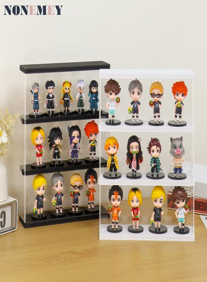 NONEMEY Clear Acrylic Display Case Stand with Wood Base 2 Tier、3 Tier、12/24 Compartments Storage Box Wall Mount Showcase Dustproof Organizer Box for Toys Collectibles - Image 5