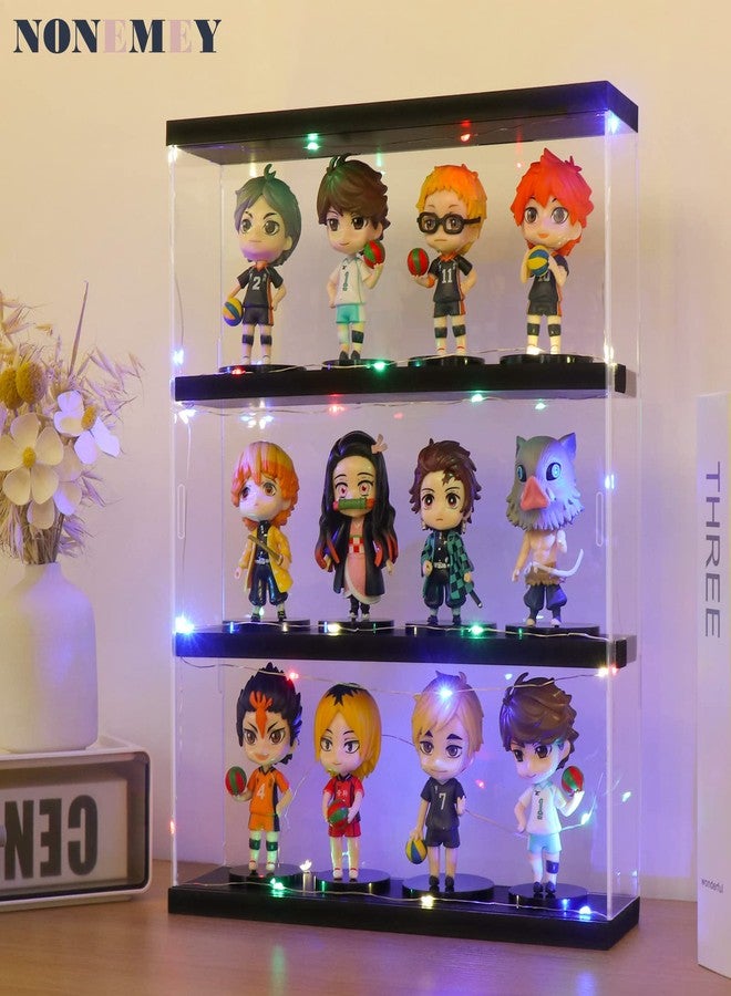 NONEMEY Clear Acrylic Display Case Stand with Wood Base 2 Tier、3 Tier、12/24 Compartments Storage Box Wall Mount Showcase Dustproof Organizer Box for Toys Collectibles - Image 3