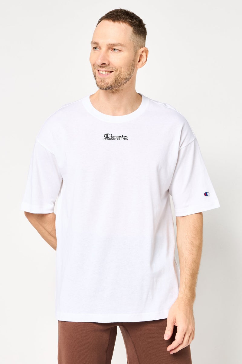 Champion Men Sportswear Fit Embroidered Logo Short Sleeve Outdoor T-Shirt, White - Image 1