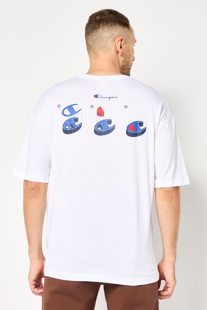 Champion Men Sportswear Fit Embroidered Logo Short Sleeve Outdoor T-Shirt, White - Image 4