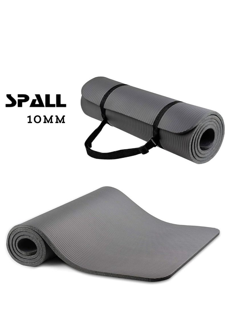 Spall Yoga Mat Non Slip,Yoga Mat with Strap Included 10mm Thick Exercise Mat Yoga and Many Other Home Workouts  - Image 1