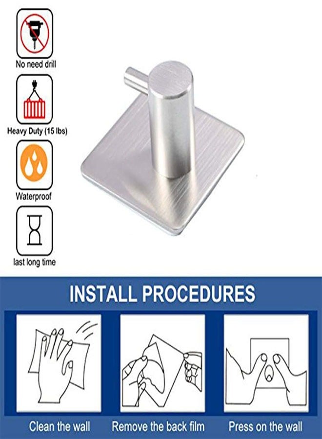 Arabest Stainless Steel Strong Adhesive Hook No Punching Or Marking  Storage Hook  Bathroom And Kitchen Single Hook Four Piece Set - Image 2