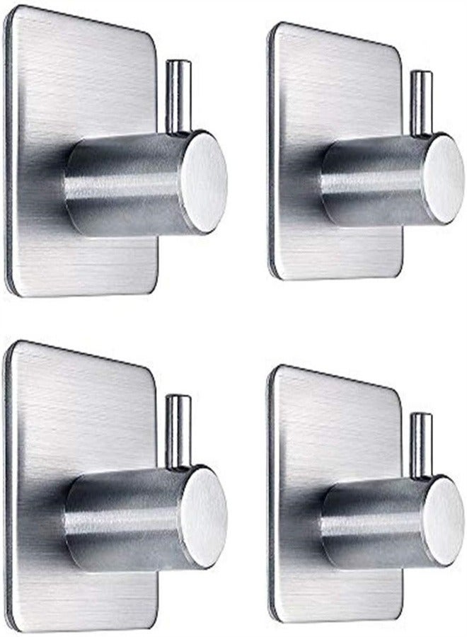 Arabest Stainless Steel Strong Adhesive Hook No Punching Or Marking  Storage Hook  Bathroom And Kitchen Single Hook Four Piece Set - Image 1