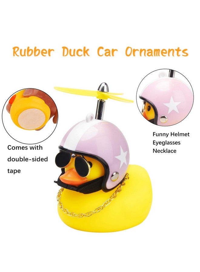 wonuu Car Duck Rubber Duck Car Decorations Dashboard 2Pack Small Duck Ornaments With Propellers Glasses Gold Chain - Image 2