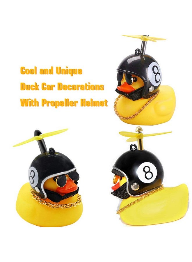 wonuu Car Duck Rubber Duck Car Decorations Dashboard 2Pack Small Duck Ornaments With Propellers Glasses Gold Chain - Image 3