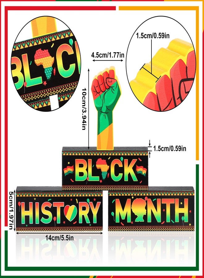Lineshading 4 Pieces Black History Month Wood Block Set African American Tiered Tray Decor Black History Month Tabletop Centerpieces for African American Festival Classroom Home Decoration Supply - Image 3