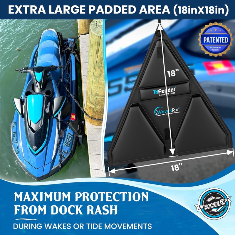 WAVESRX PWC Fender Bumper for Safe Jet Ski Docking | Foldable Easy-to-Store Marine Bumpers Offer Ultimate Protection from Dock Rash and Scratches | Adjustable Length Bungee Cord + Hook & Safety Latch - Image 3