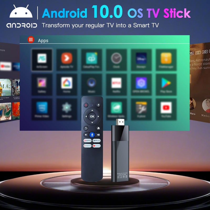SOLARAE Android TV Stick 4K, Android 10 Streaming Stick, 2GB RAM 16GB ROM, H313 CPU, Dual Band 2.4G/5G WiFi, Bluetooth 5.0, HDR10, Voice Remote - Image 2