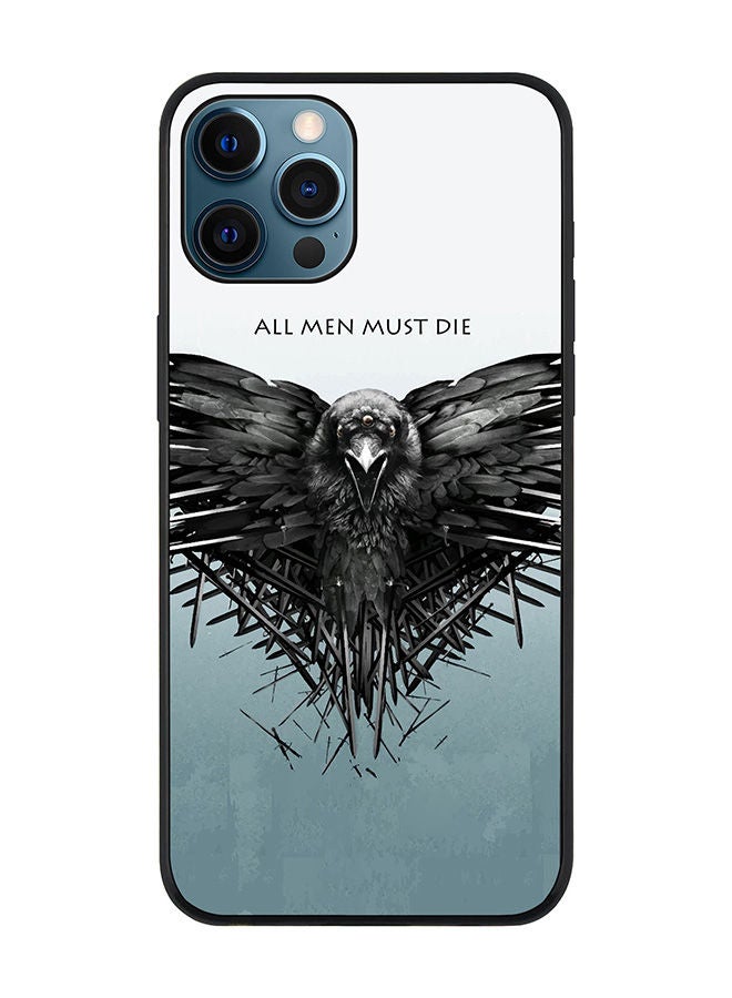 Stylizedd حافظة سوداء متينة لهاتف آبل آيفون 12 برو ماكس، حافظة رفيعة، حواف مطاطية مرنة، مضادة للسقوط، غلاف TPU جل رقيق - GOT All Men Must Die - Image 1