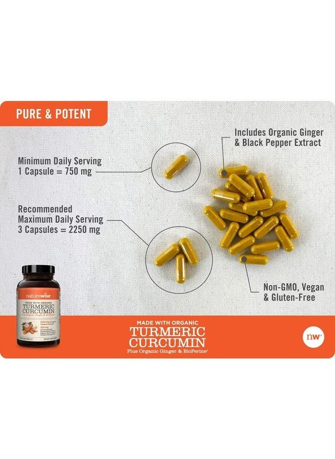 NatureWise - Curcumin Turmeric 2250mg | 95% Curcuminoids & BioPerine Black Pepper Extract | Advanced Absorption for Joint Support [2 Month Supply - 180 Count] - Image 1