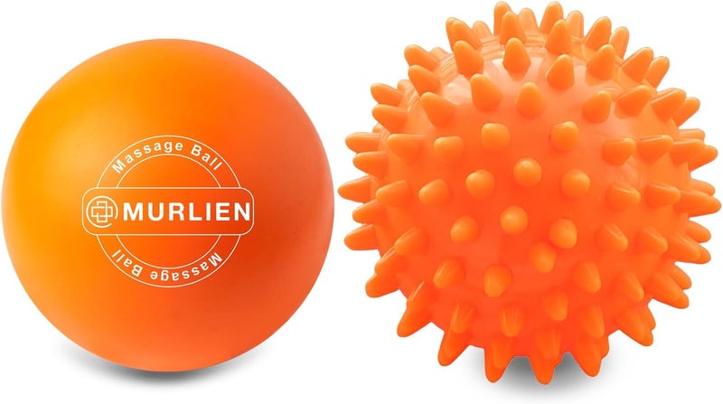 murlien Massage Ball Set Spiky Ball Lacrosse Ball for Body Massage Muscle Relief Deep Tissue Myofascial Release Massager for Neck Shoulder Back Foot or Muscle Tension Orange - Image 1