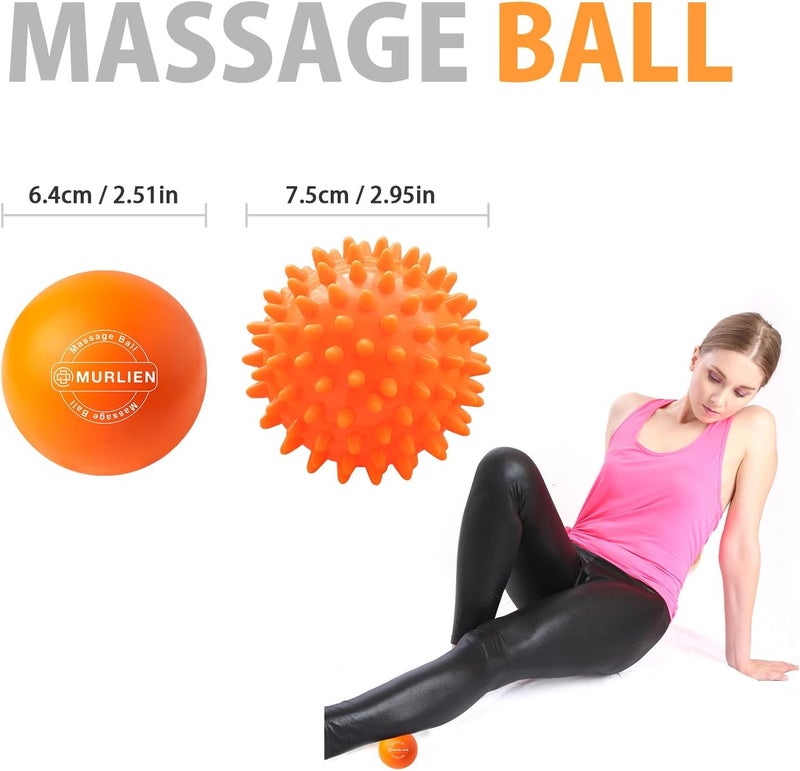 murlien Massage Ball Set Spiky Ball Lacrosse Ball for Body Massage Muscle Relief Deep Tissue Myofascial Release Massager for Neck Shoulder Back Foot or Muscle Tension Orange - Image 5