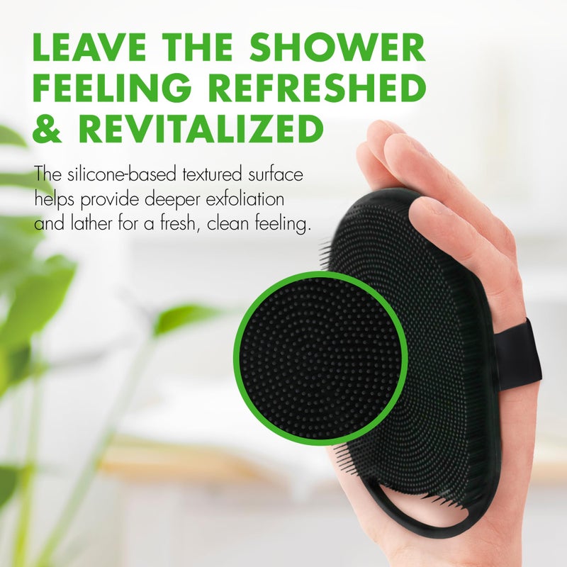 Tiege Hanley Silicone Body Scrubber for Cleaning and Exfoliating Skin, Face, and Body in The Shower or Bath, Ergonomic Non Slip Handle with Gentle Bristles, Handheld Shower Brush for Men, Black - Image 3
