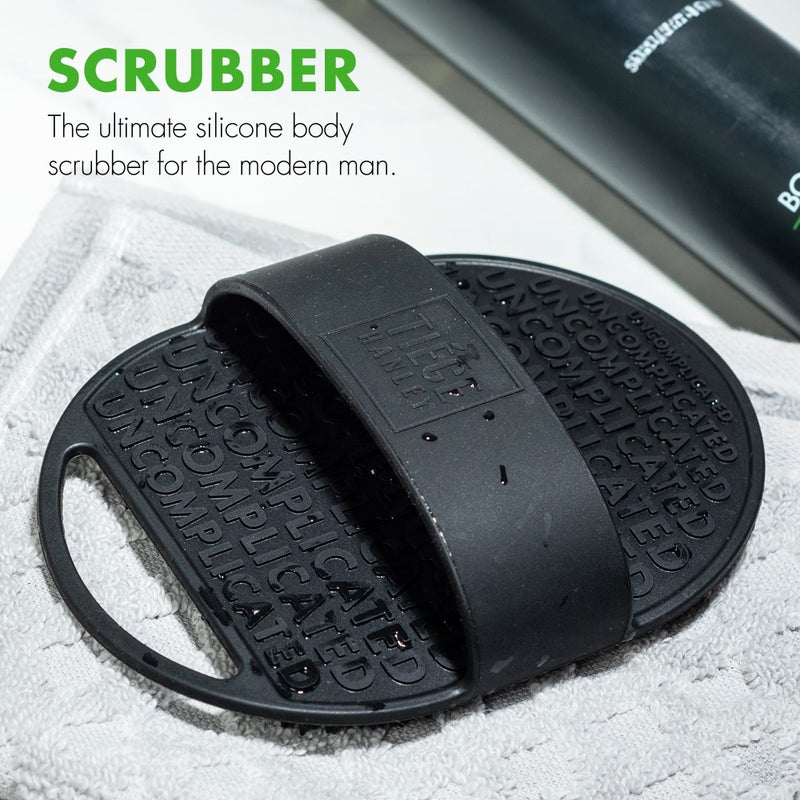 Tiege Hanley Silicone Body Scrubber for Cleaning and Exfoliating Skin, Face, and Body in The Shower or Bath, Ergonomic Non Slip Handle with Gentle Bristles, Handheld Shower Brush for Men, Black - Image 2