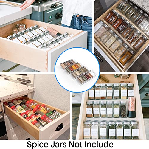 Antimbee Spice Drawer Organizer, 4 Tier- 4 Pack Acrylic Spice Rack Tray for Drawer, Expandable From 13" to 26" Kitchen Spice Rack Tray for Countertop Holds up 28 Spice Jars (Jars not Include) - Image 3