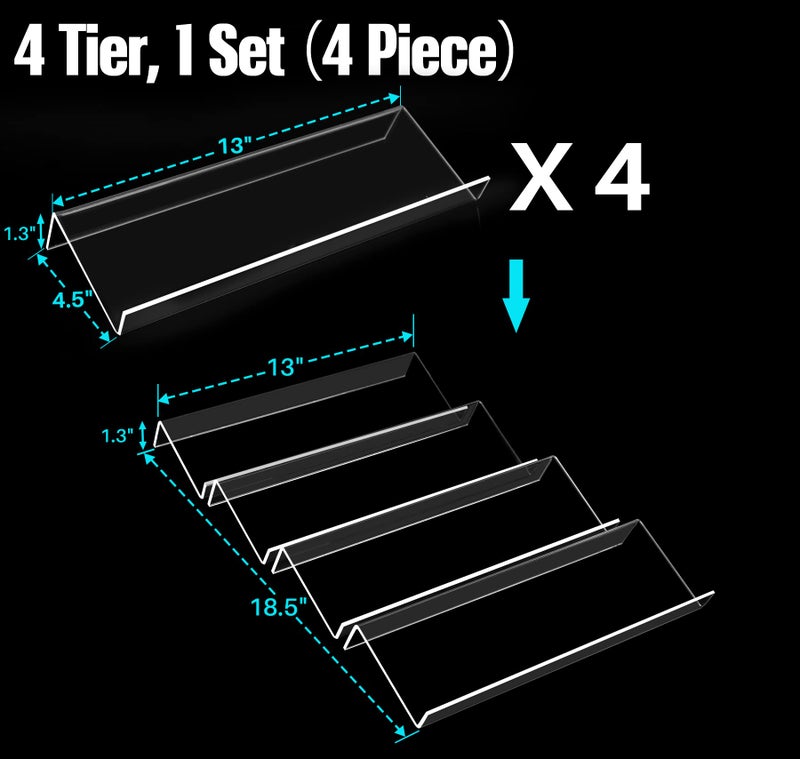 Antimbee Spice Drawer Organizer, 4 Tier- 4 Pack Acrylic Spice Rack Tray for Drawer, Expandable From 13" to 26" Kitchen Spice Rack Tray for Countertop Holds up 28 Spice Jars (Jars not Include) - Image 5