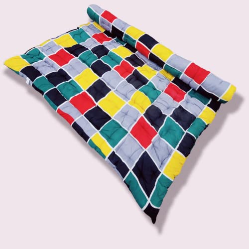 Deevine Craft Soft Cotton Quilt Foldable Movable Picnic Light Weight Filled Single Firm Mattress| Gadda (3D Design Printed, 1 Sleeping Capacity, 3 x 6 ft or 72 x 36 Inches) (Multicolor Boxes) - Image 4