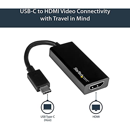 StarTech.com USB-C to HDMI Video Adapter Converter - 4K 30Hz - Thunderbolt 3 Compatible - USB 3.1 Type-C to HDMI Monitor Travel Dongle Black (CDP2HD) - Image 2