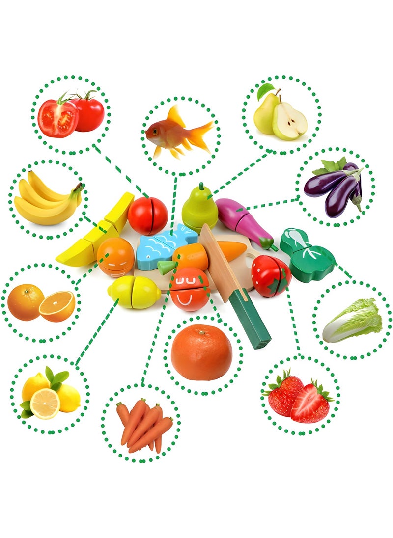 MAGIC VAULT - Wooden Fruit And Vegetable Combination Children's Tailoring Toy Set - Image 1