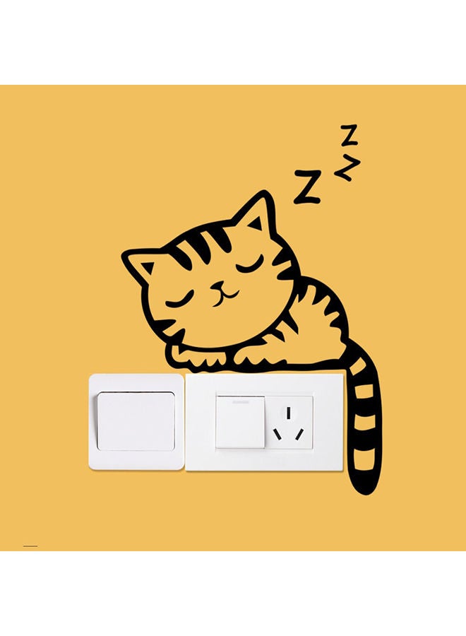 NIBEMINENT Sleeping Cat Wall Switch Sticker Black 20 x 14centimeter