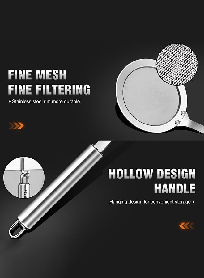 3 Pack Fine Mesh Skimmer Spoon, Professional 304 Stainless Steel Hot Pot Fat Strainer for Oil Filter Skimming Grease and Foam, Durable Multi-Functional Kitchen Cooking Mesh Food Strainer Ladle - Image 5