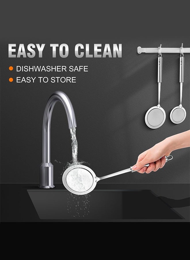 3 Pack Fine Mesh Skimmer Spoon, Professional 304 Stainless Steel Hot Pot Fat Strainer for Oil Filter Skimming Grease and Foam, Durable Multi-Functional Kitchen Cooking Mesh Food Strainer Ladle - Image 3