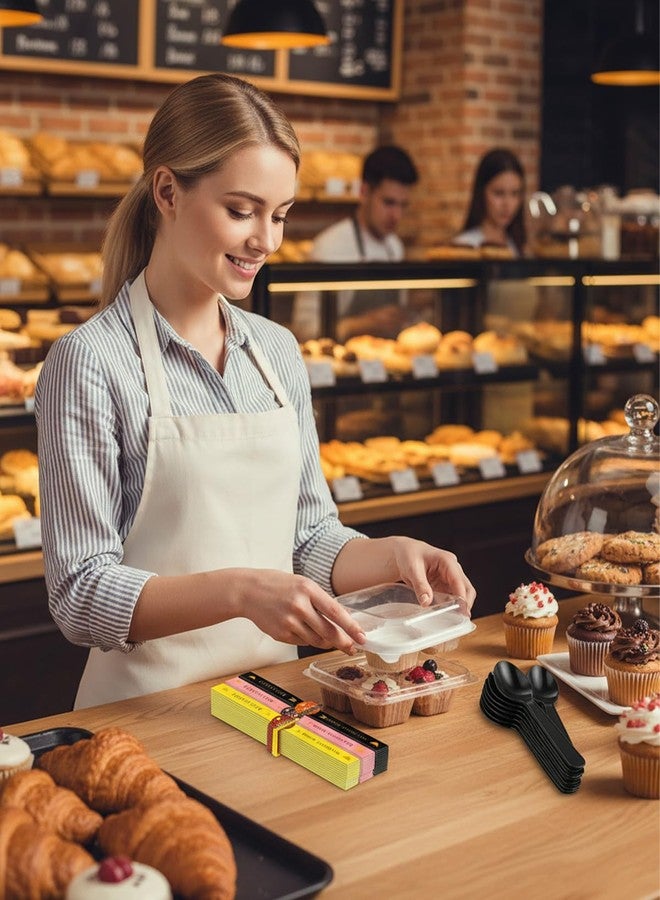 علبة بلاستيكية صغيرة للكب كيك، عبوة من 100 علبة بلاستيكية شفافة صغيرة للكيك، علب كب كيك فردية، حوامل كب كيك مع غطاء لمستلزمات هدايا حفلات الزفاف وأعياد الميلاد (عبوة من قطعة واحدة). - Image 3