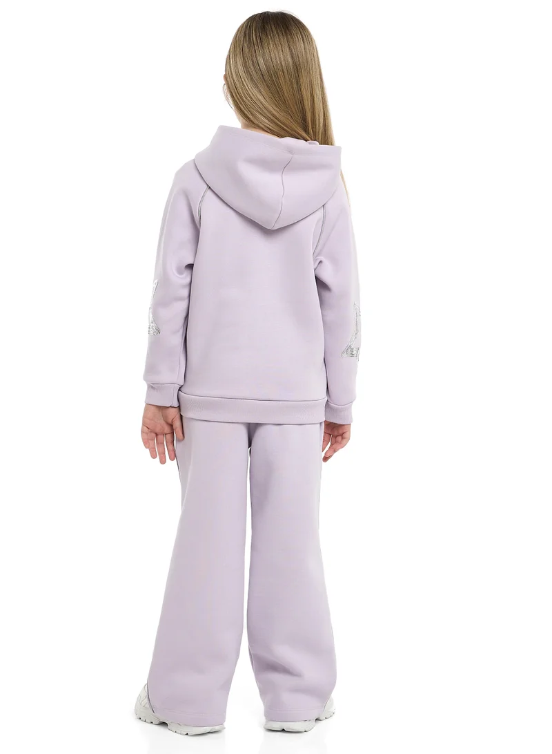 victor and jane Girls Starstruck Fleece Tracksuit – Lilac 2-Piece Set
